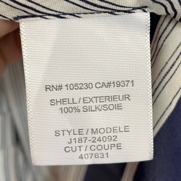 Joie Modine Striped Pintuck Blouse, 100% Silk, Navy & White, Size S - Picture 8 of 9